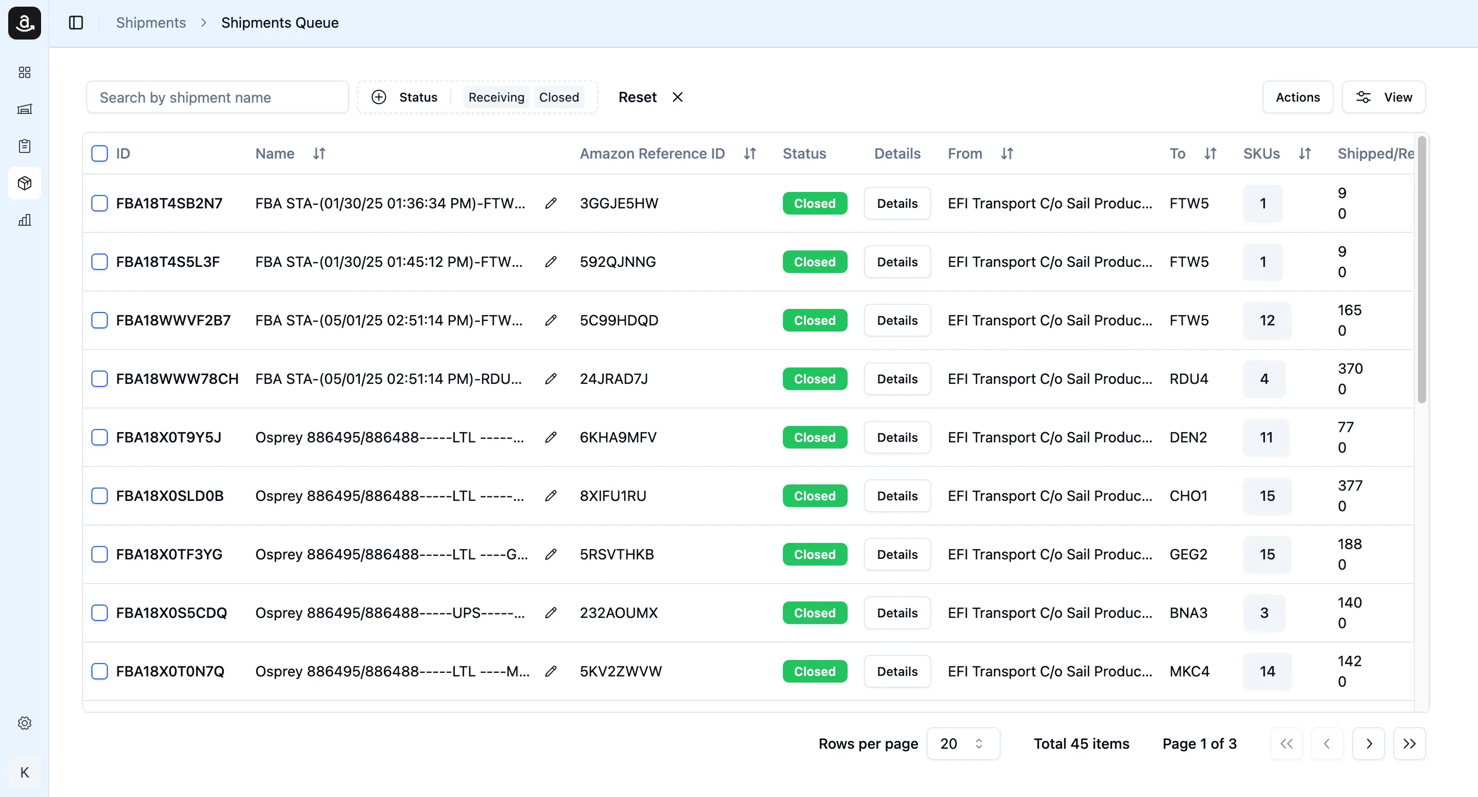 FBA Shipment Tracking